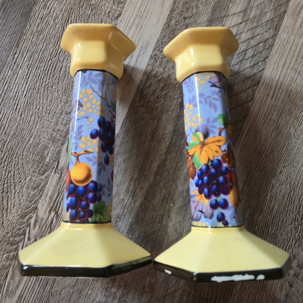 Tuscan 1920s Art Deco 450.A Antique Fruit Taper Holders Made in England Pair - Picture 8 of 12